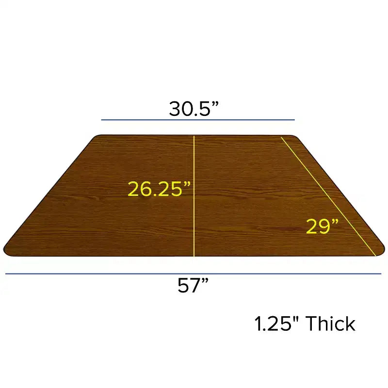 29"W x 57"L Trapezoid HP Laminate Activity Table with Height Adjustable Legs
