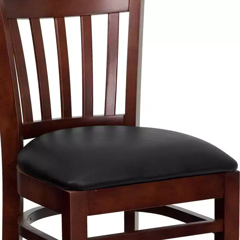 Vertical Slat Back Wooden Restaurant Barstool