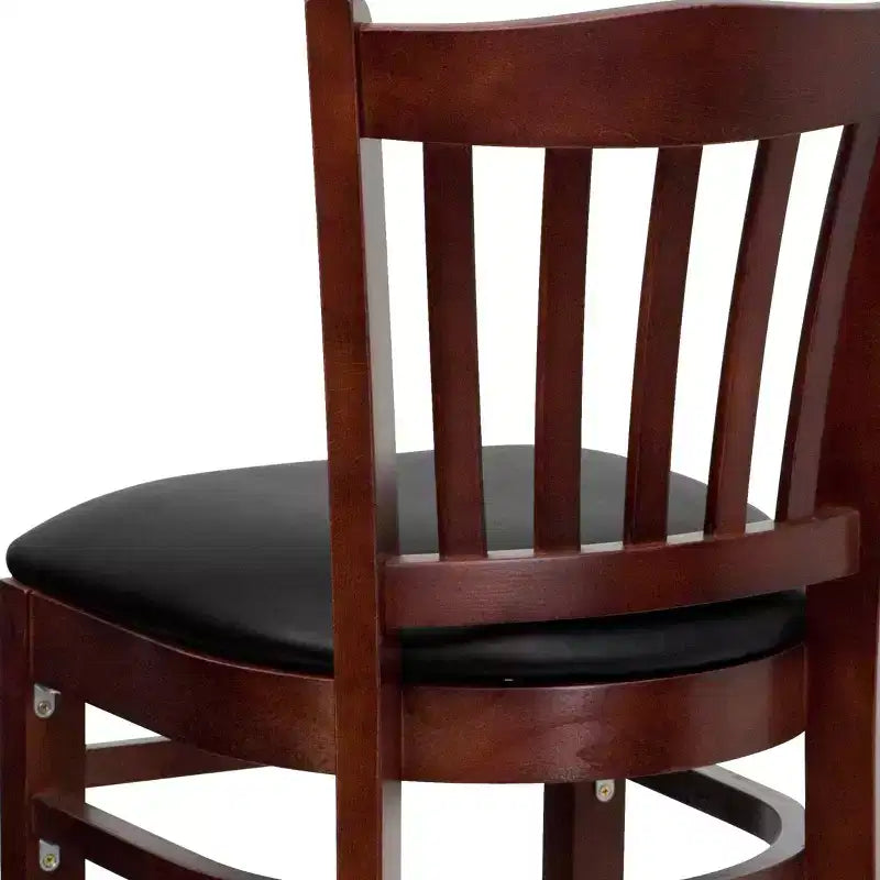 Vertical Slat Back Wooden Restaurant Barstool