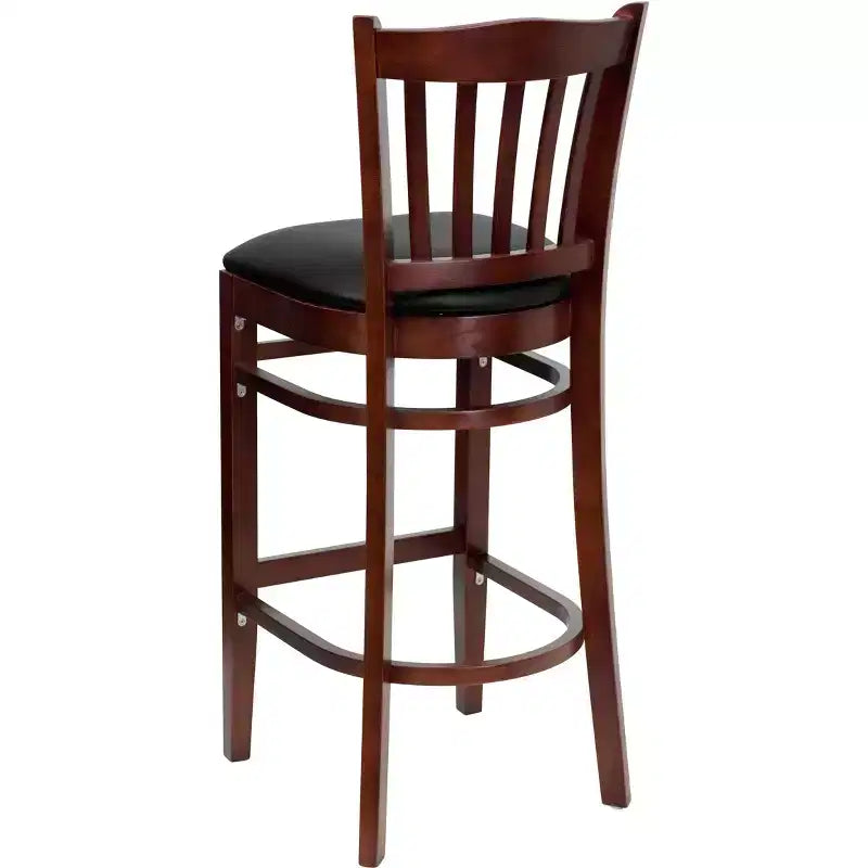 Vertical Slat Back Wooden Restaurant Barstool