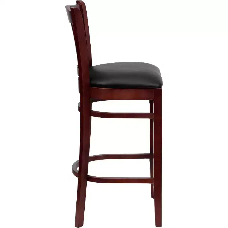 Vertical Slat Back Wooden Restaurant Barstool