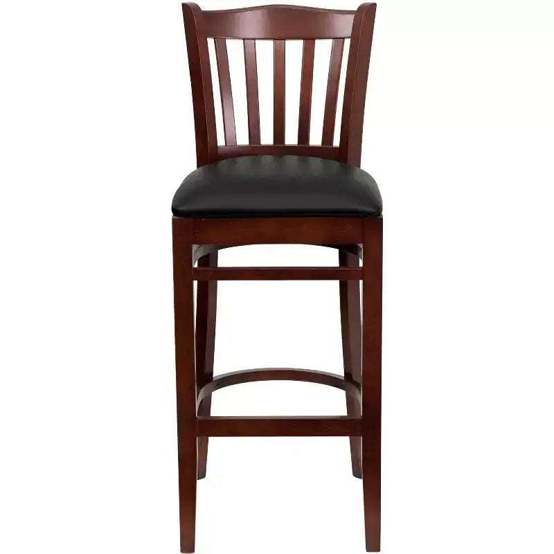 Vertical Slat Back Wooden Restaurant Barstool