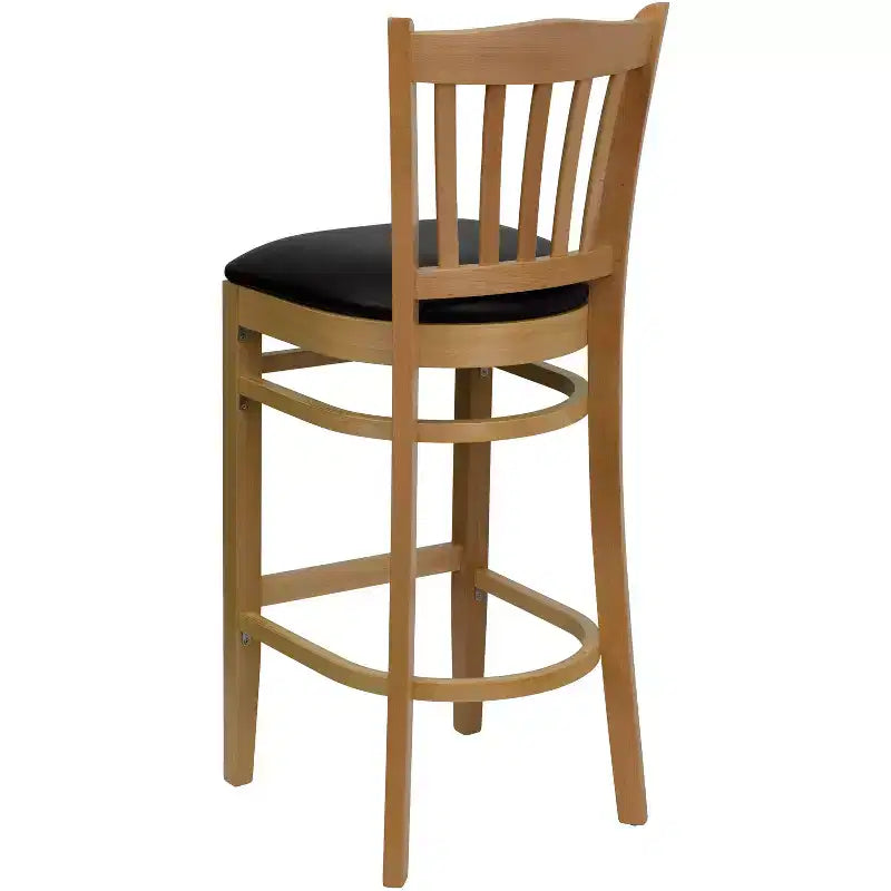 Vertical Slat Back Wooden Restaurant Barstool