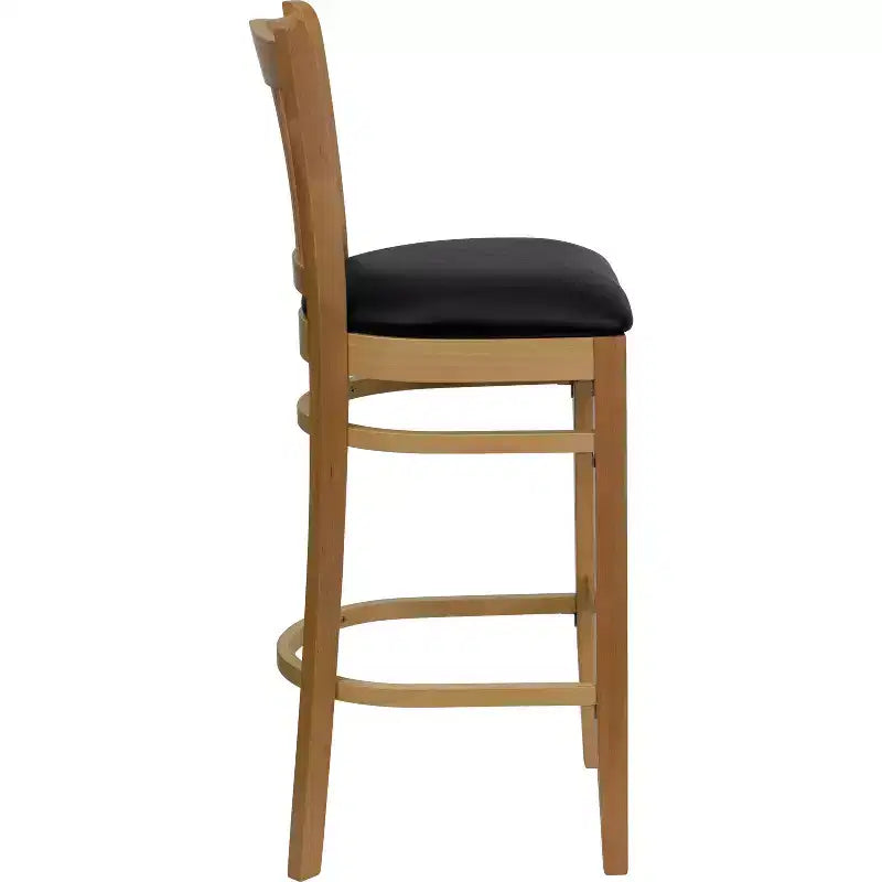 Vertical Slat Back Wooden Restaurant Barstool