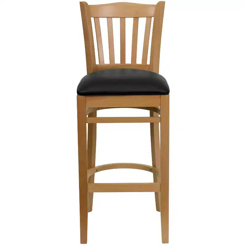Vertical Slat Back Wooden Restaurant Barstool