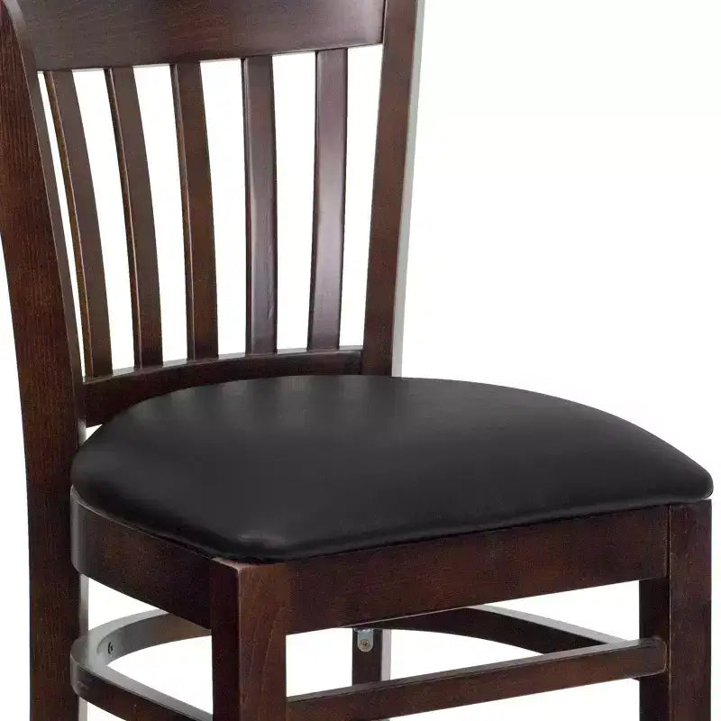 Vertical Slat Back Wooden Restaurant Barstool