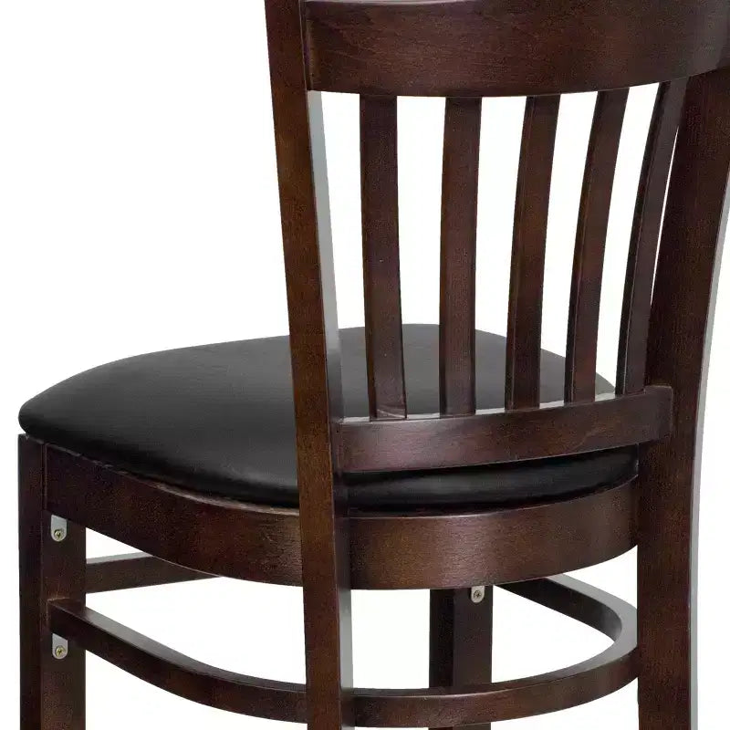 Vertical Slat Back Wooden Restaurant Barstool