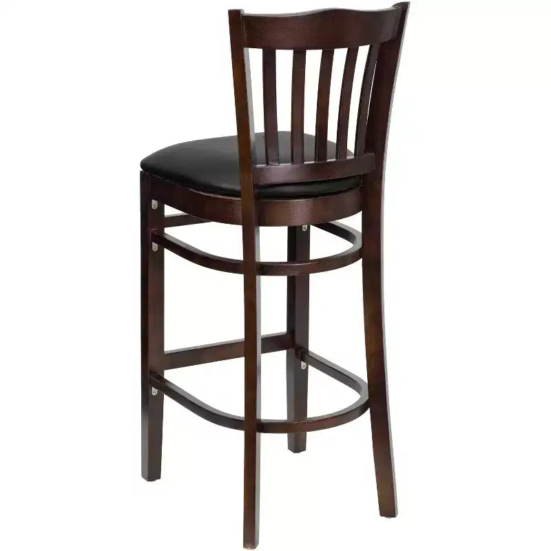 Vertical Slat Back Wooden Restaurant Barstool