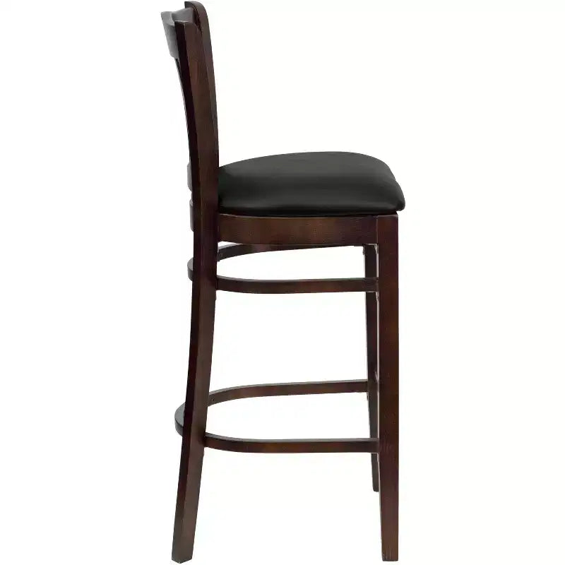 Vertical Slat Back Wooden Restaurant Barstool