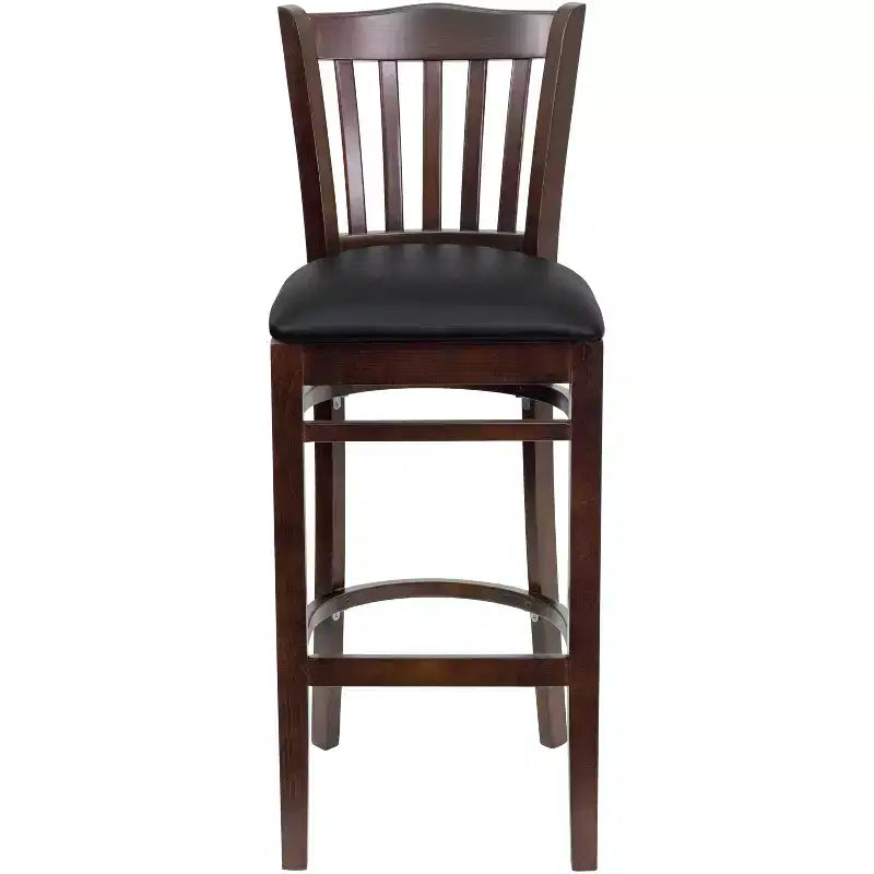 Vertical Slat Back Wooden Restaurant Barstool