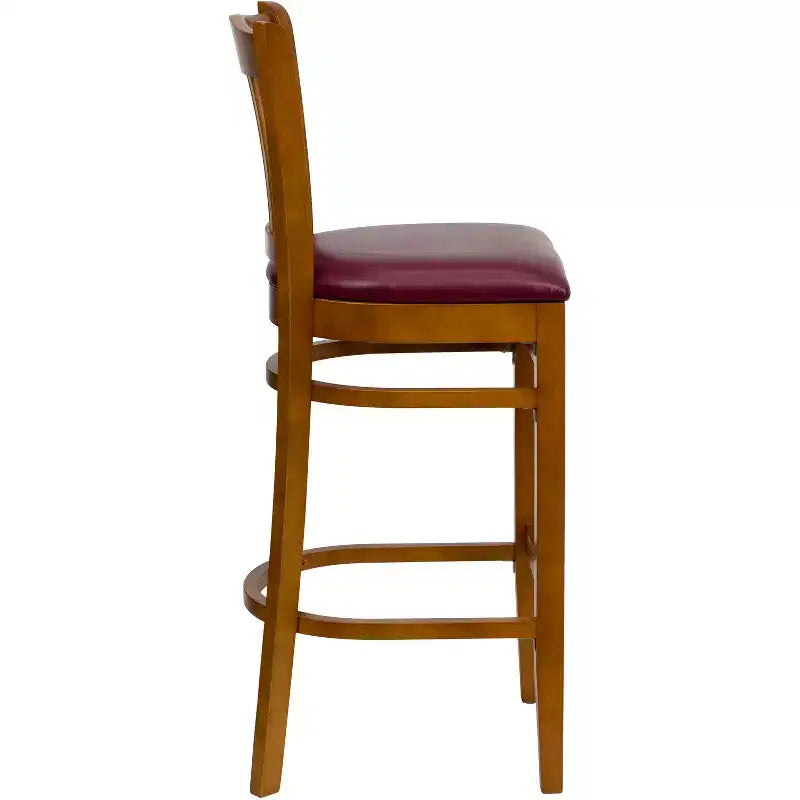 Vertical Slat Back Wooden Restaurant Barstool