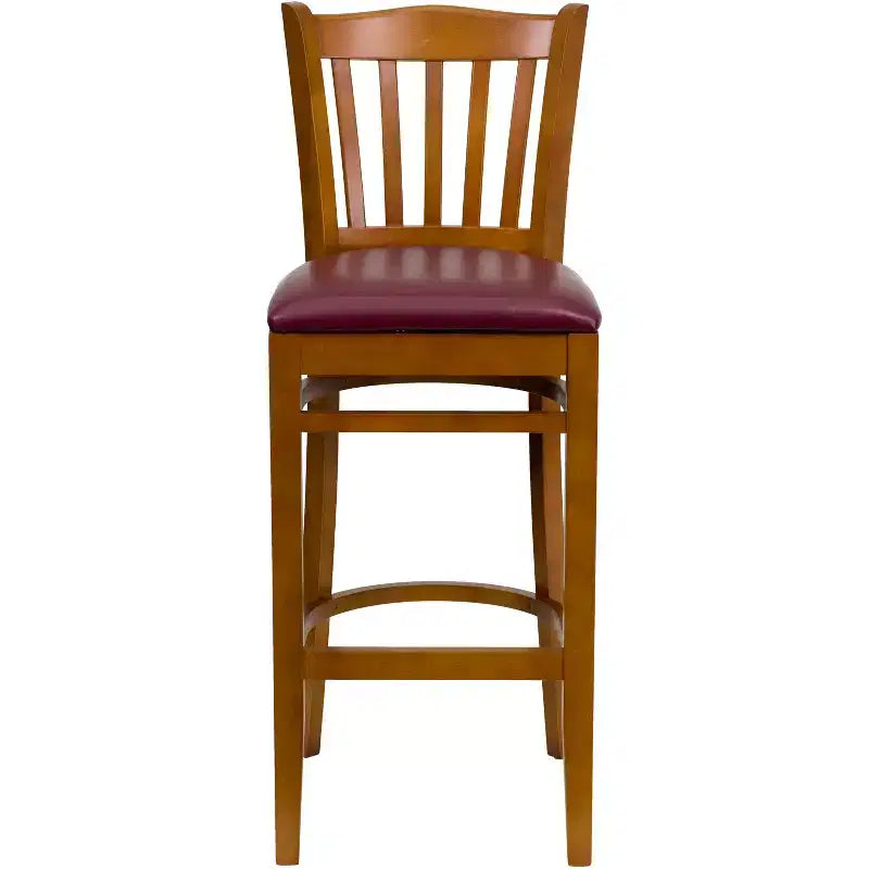 Vertical Slat Back Wooden Restaurant Barstool