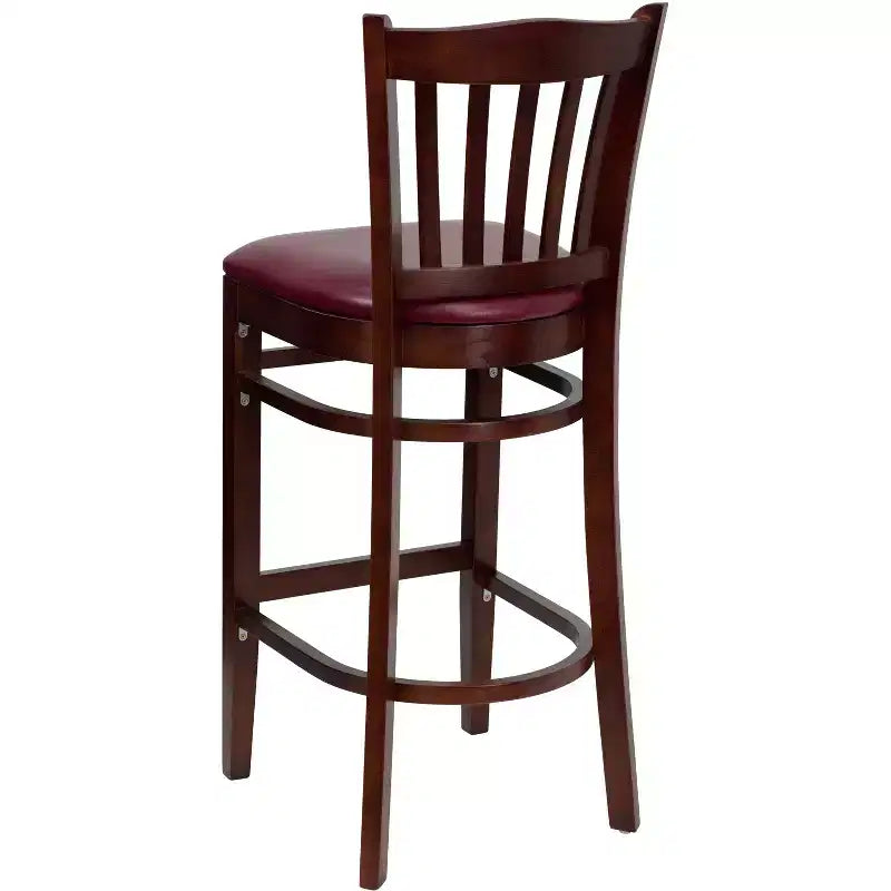 Vertical Slat Back Wooden Restaurant Barstool
