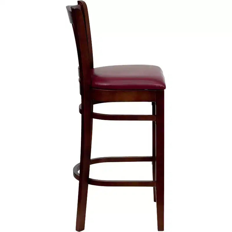 Vertical Slat Back Wooden Restaurant Barstool