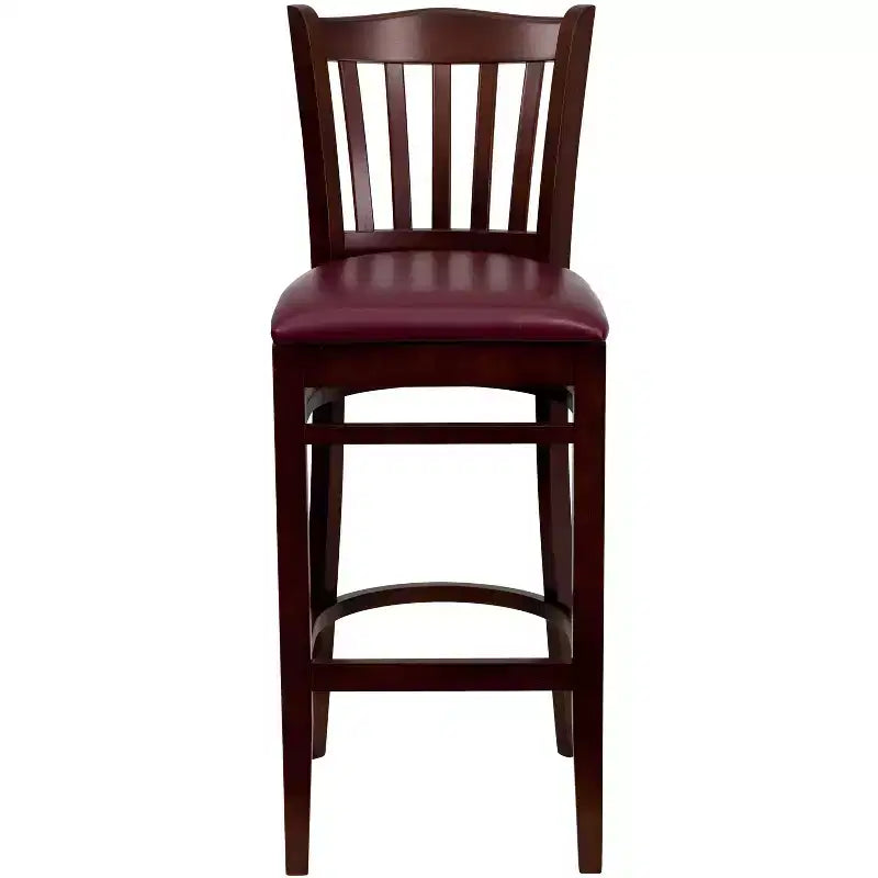 Vertical Slat Back Wooden Restaurant Barstool