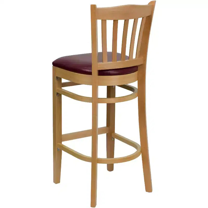 Vertical Slat Back Wooden Restaurant Barstool