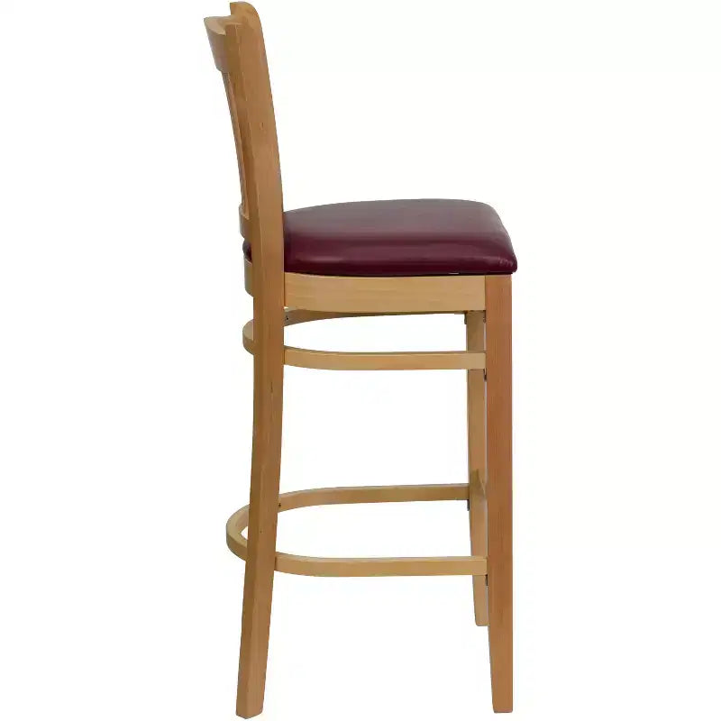 Vertical Slat Back Wooden Restaurant Barstool
