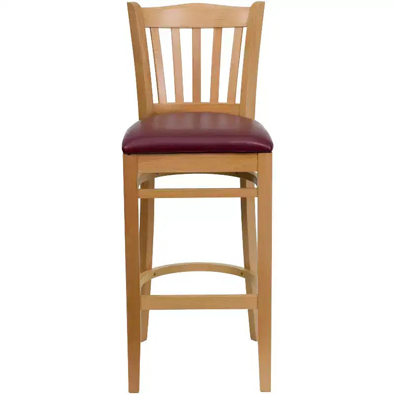 Vertical Slat Back Wooden Restaurant Barstool