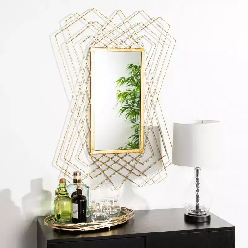 Geometric Iron Frame Wall Mirror, 20 x 10 Inches