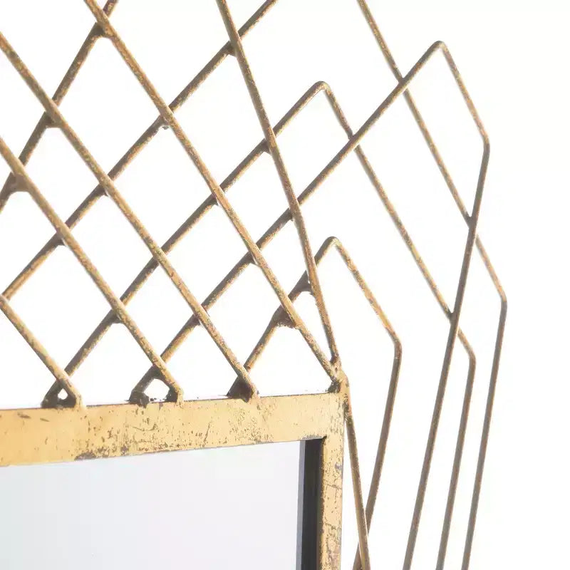 Geometric Iron Frame Wall Mirror, 20 x 10 Inches