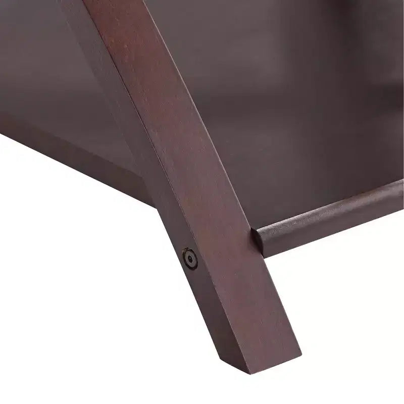 Modern Espresso Wood Square Accent Side End Table 23 3/4 Wide with Shelf, Brown Clear Glass Tabletop for Living Room Bedroom Entryway