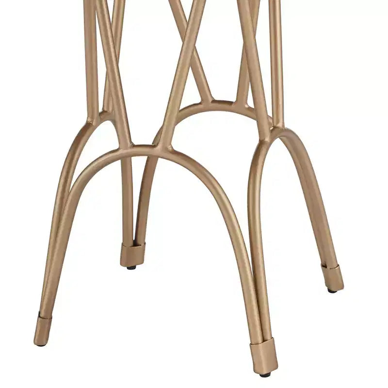 Modern Metal Round Accent Table 20 Wide Gold Mosaic Bone Tile Tabletop for Living Room Bedroom Bedside Entryway