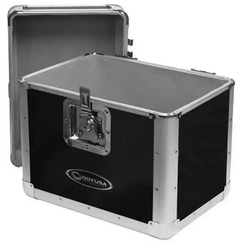 Record Utility Case for 70 Vinyl Records and LPs with Foam-Lined Interior, Secure Lock, and Handle, Silver