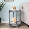 Table d'appoint ronde en bois marron industriel avec étagère SEI Furniture Kenya