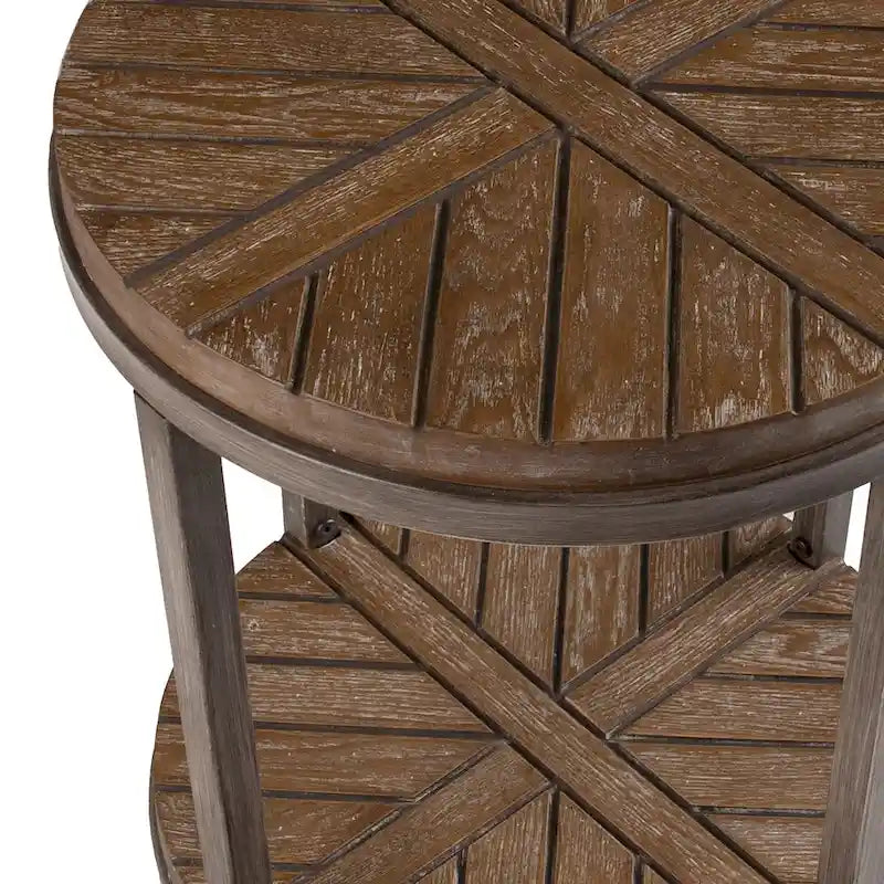 Table d'appoint ronde en bois marron industriel avec étagère SEI Furniture Kenya