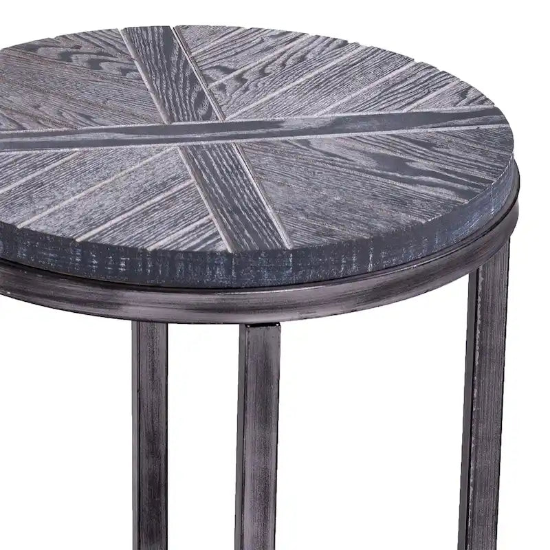 Table d'appoint ronde en bois marron industriel avec étagère SEI Furniture Kenya