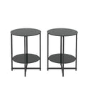 Lot de 2 tables d'appoint en verre trempé (noir), tables basses rondes pour chambre, salon, bureau