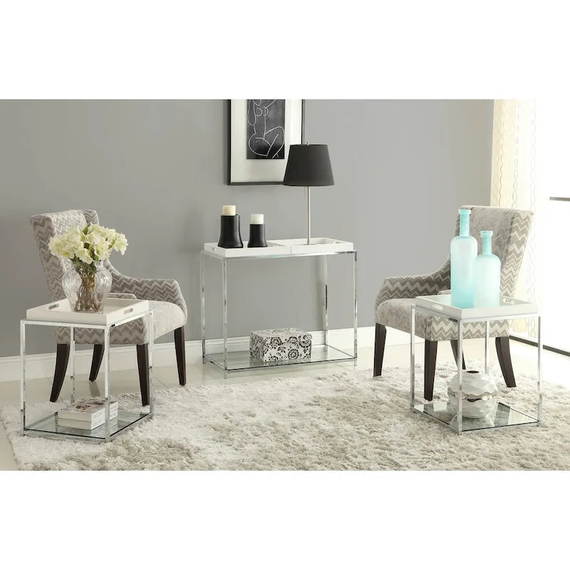 Convenience Concepts Palm Beach Console avec étagère et plateaux amovibles