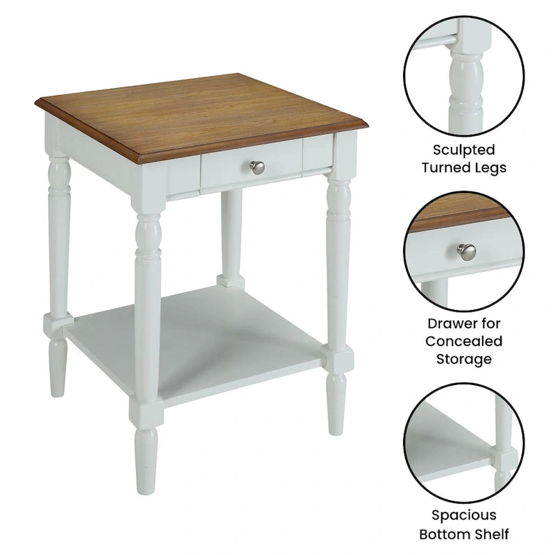 Table d'appoint à 1 tiroir avec étagère French Country de Convenience Concepts