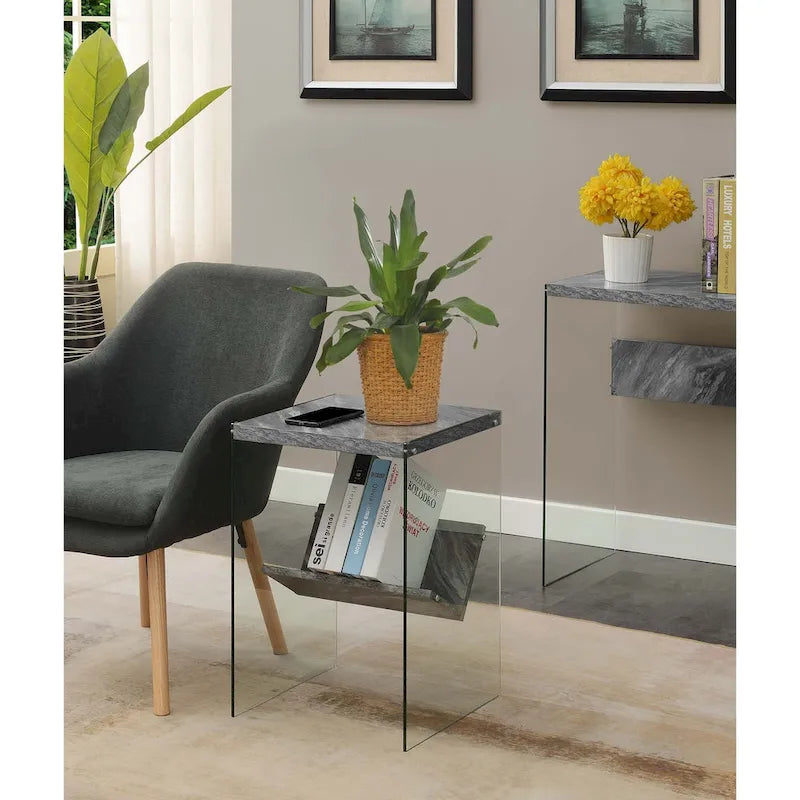 Table d'appoint en verre SoHo avec étagère de Convenience Concepts