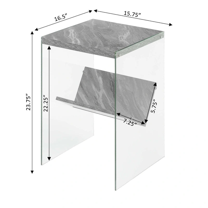 Table d'appoint en verre SoHo avec étagère de Convenience Concepts