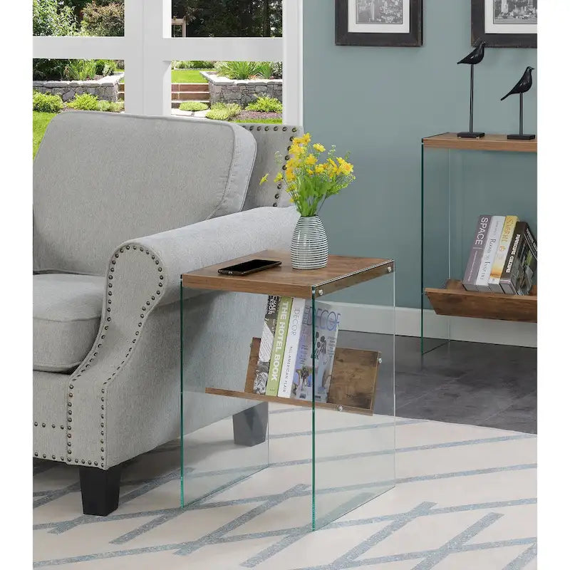 Table d'appoint en verre SoHo avec étagère de Convenience Concepts