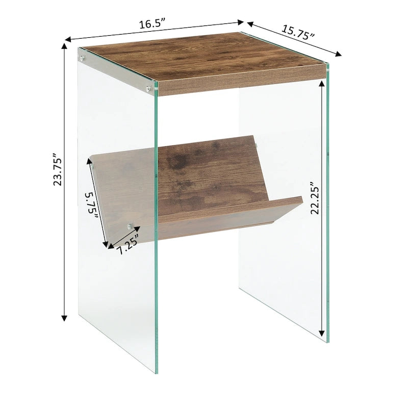 Table d'appoint en verre SoHo avec étagère de Convenience Concepts