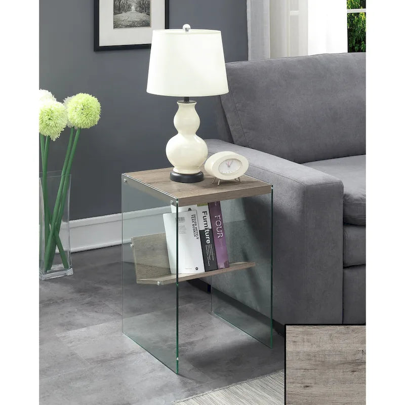 Table d'appoint en verre SoHo avec étagère de Convenience Concepts