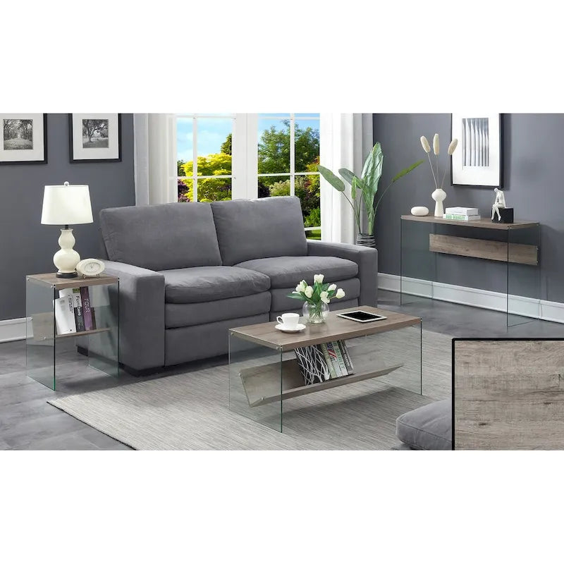 Table d'appoint en verre SoHo avec étagère de Convenience Concepts