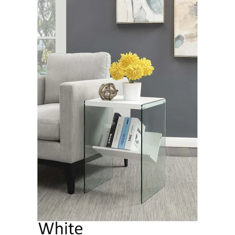 Table d'appoint en verre SoHo avec étagère de Convenience Concepts
