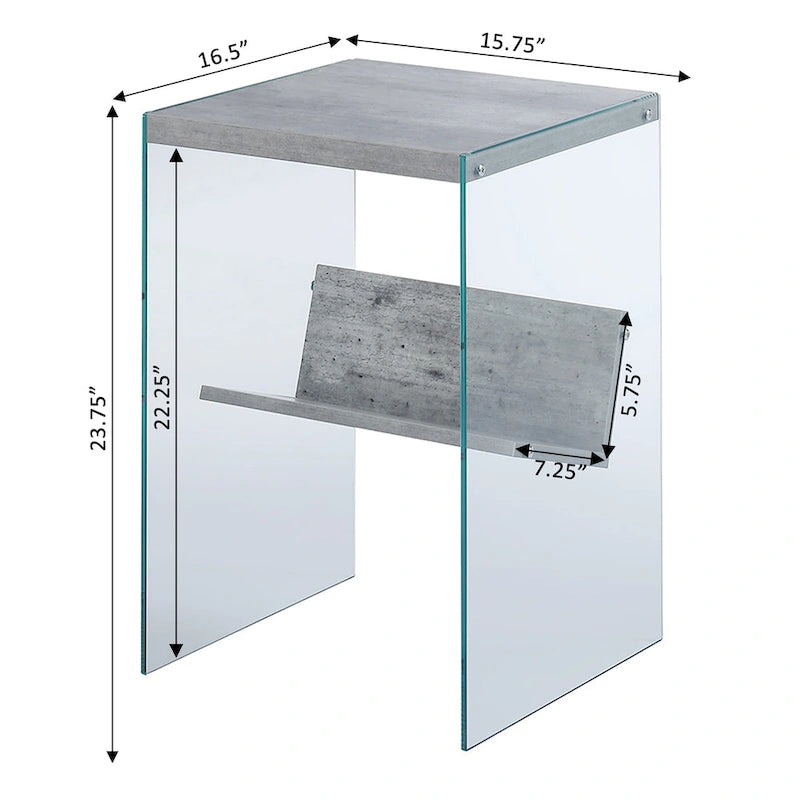 Table d'appoint en verre SoHo avec étagère de Convenience Concepts
