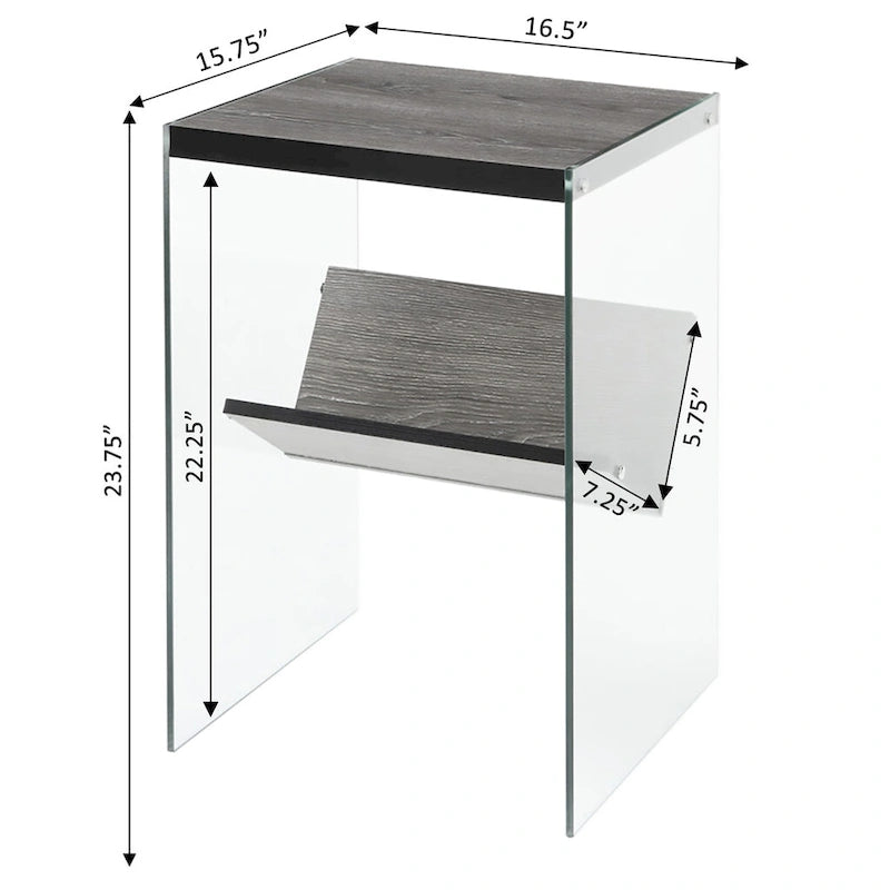 Table d'appoint en verre SoHo avec étagère de Convenience Concepts