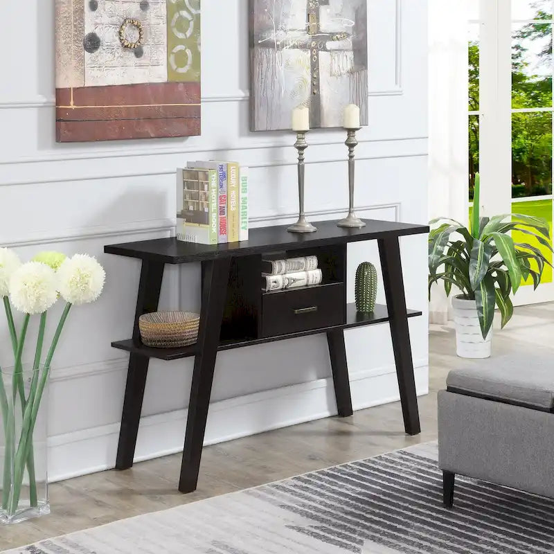 Table console 1 tiroir avec étagères Newport Mike W de Convenience Concepts
