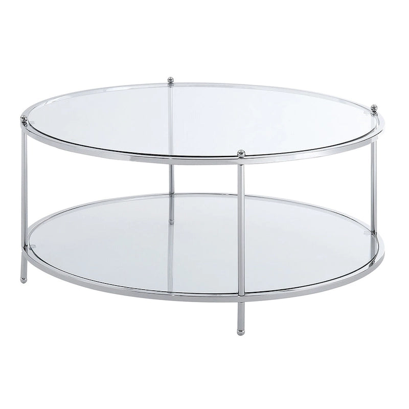 Table basse ronde en verre à 2 niveaux Royal Crest de Convenience Concepts