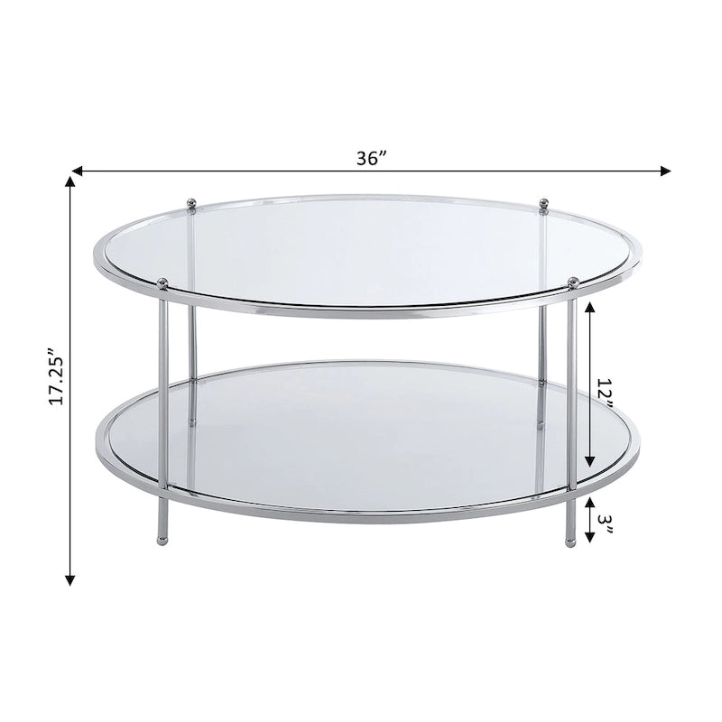 Table basse ronde en verre à 2 niveaux Royal Crest de Convenience Concepts
