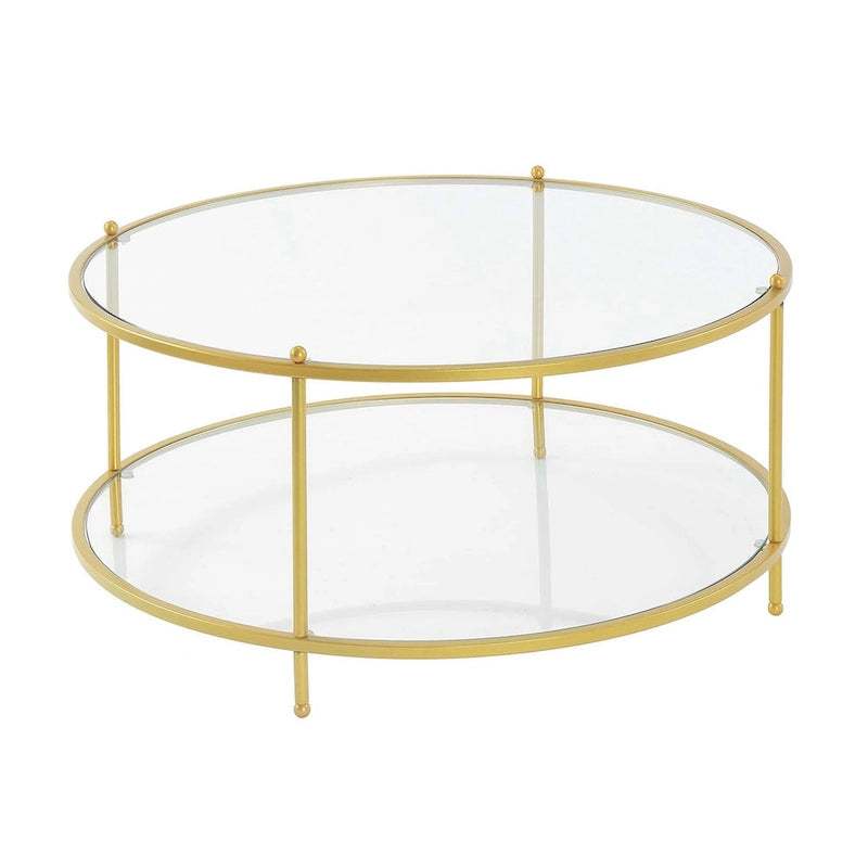 Table basse ronde en verre à 2 niveaux Royal Crest de Convenience Concepts