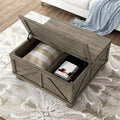 Table basse de rangement Kinleyville Farmhouse 36 po en acacia et pin par Furniture of America