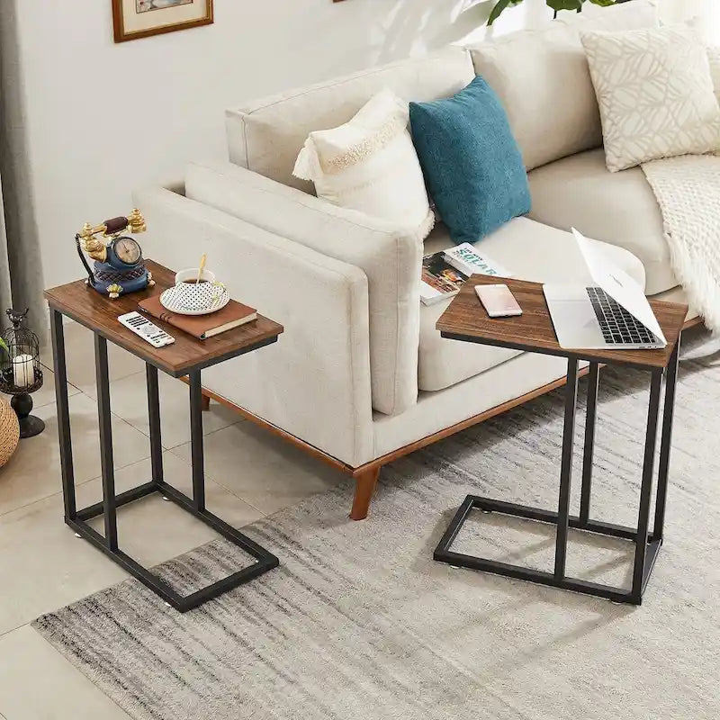 Javlergo Ensemble de 3 Tables Basses pour Salon, Table Basse en Bois et Ensemble de 2 Tables d'Appoint en C