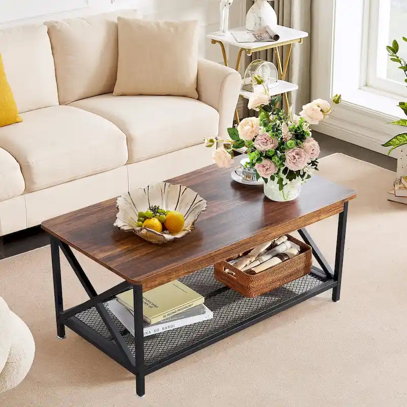 Javlergo Ensemble de 3 Tables Basses pour Salon, Table Basse en Bois et Ensemble de 2 Tables d'Appoint en C