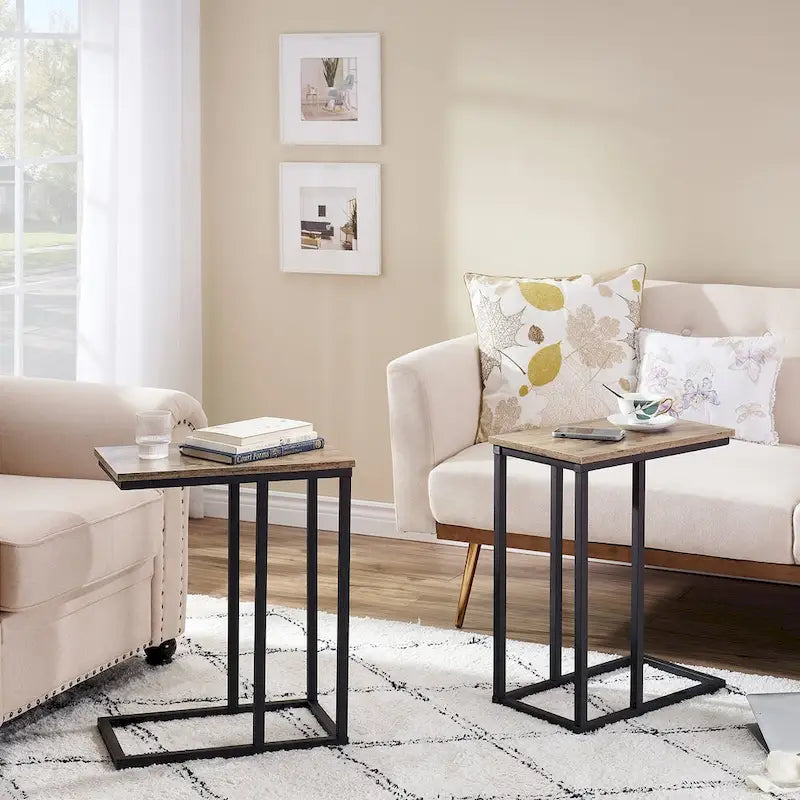 Javlergo Ensemble de 3 Tables Basses pour Salon, Table Basse en Bois et Ensemble de 2 Tables d'Appoint en C